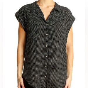 JACHS Girlfriend Black & White Button Down Shirt Short Sleeve Women’s XL
